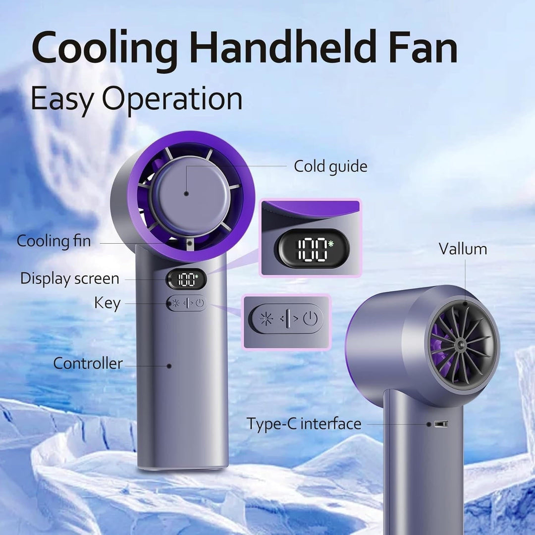 Handheld Fan with Rechargeable Battery and Portable Design