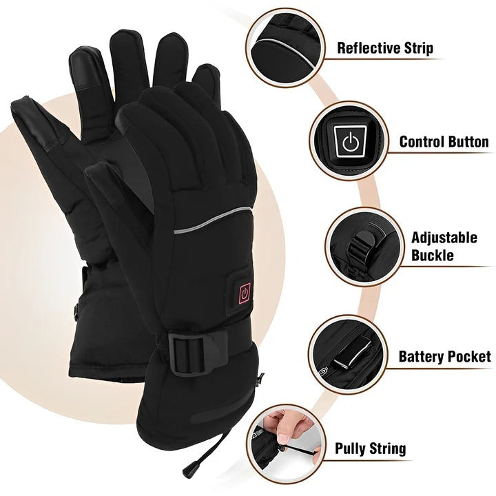 Heated Gloves with Rechargeable Battery and Warmth Control