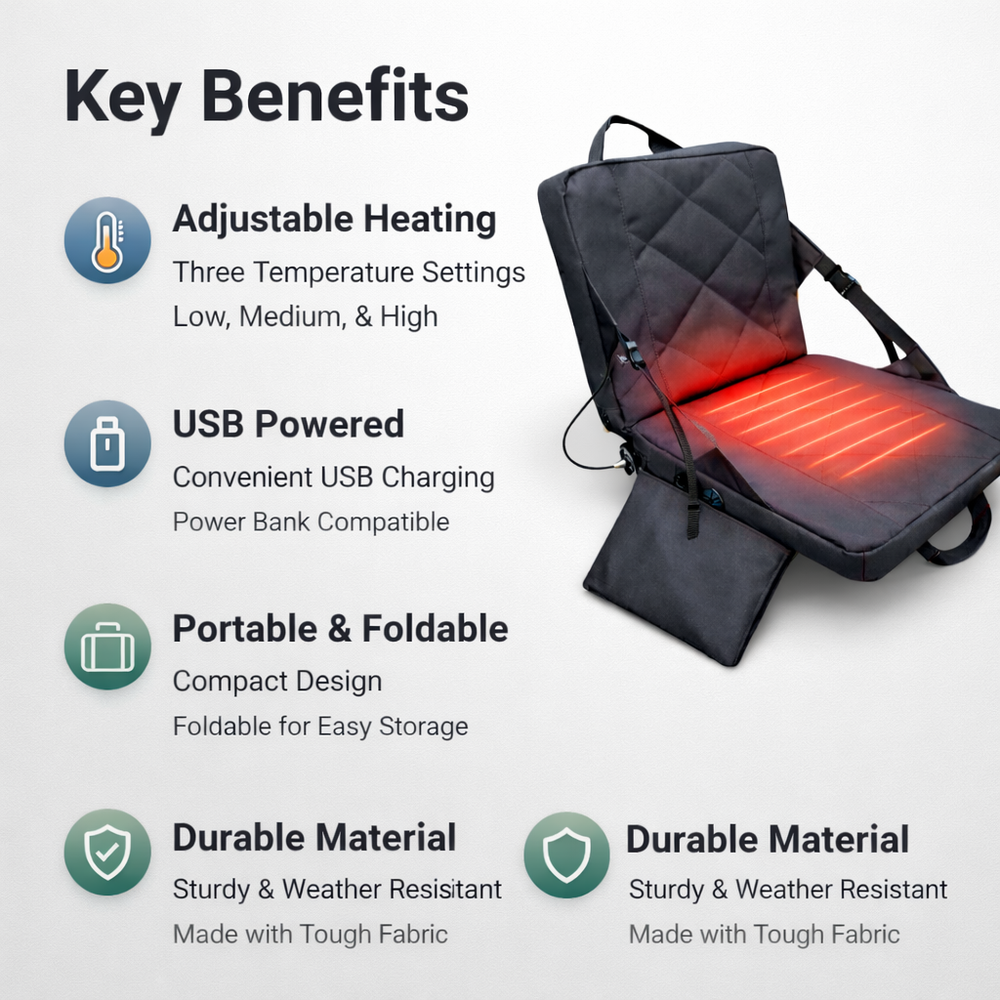 Heated Seat Cushion with USB Power and Adjustable Temperature