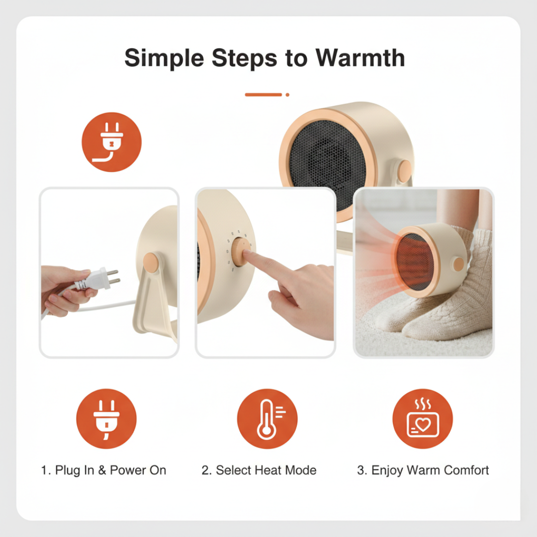 Heater with Compact Design and Multi-Mode Settings