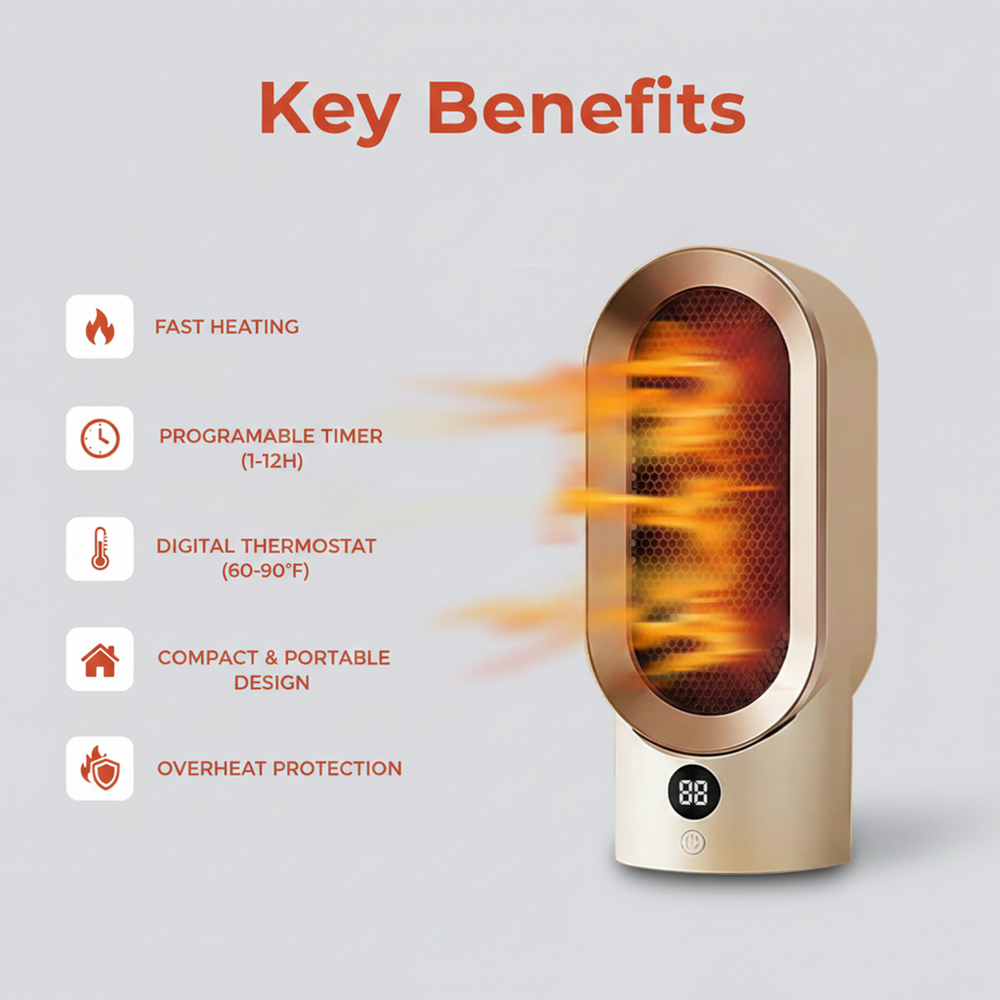 Heater with Portable Design and Compact Size