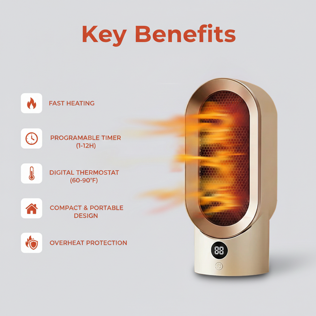 Heater with Portable Design and Compact Size
