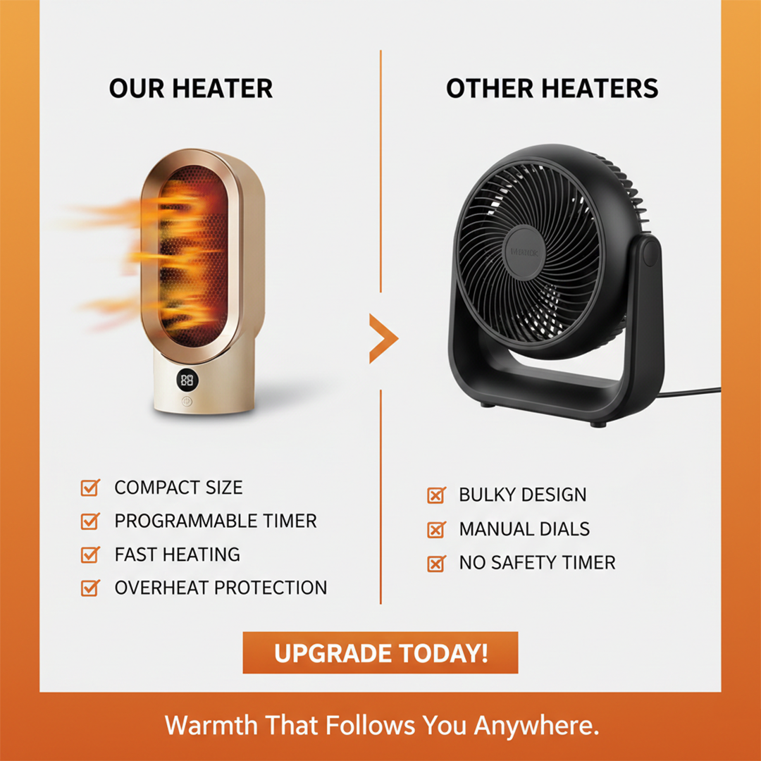 Heater with Portable Design and Compact Size