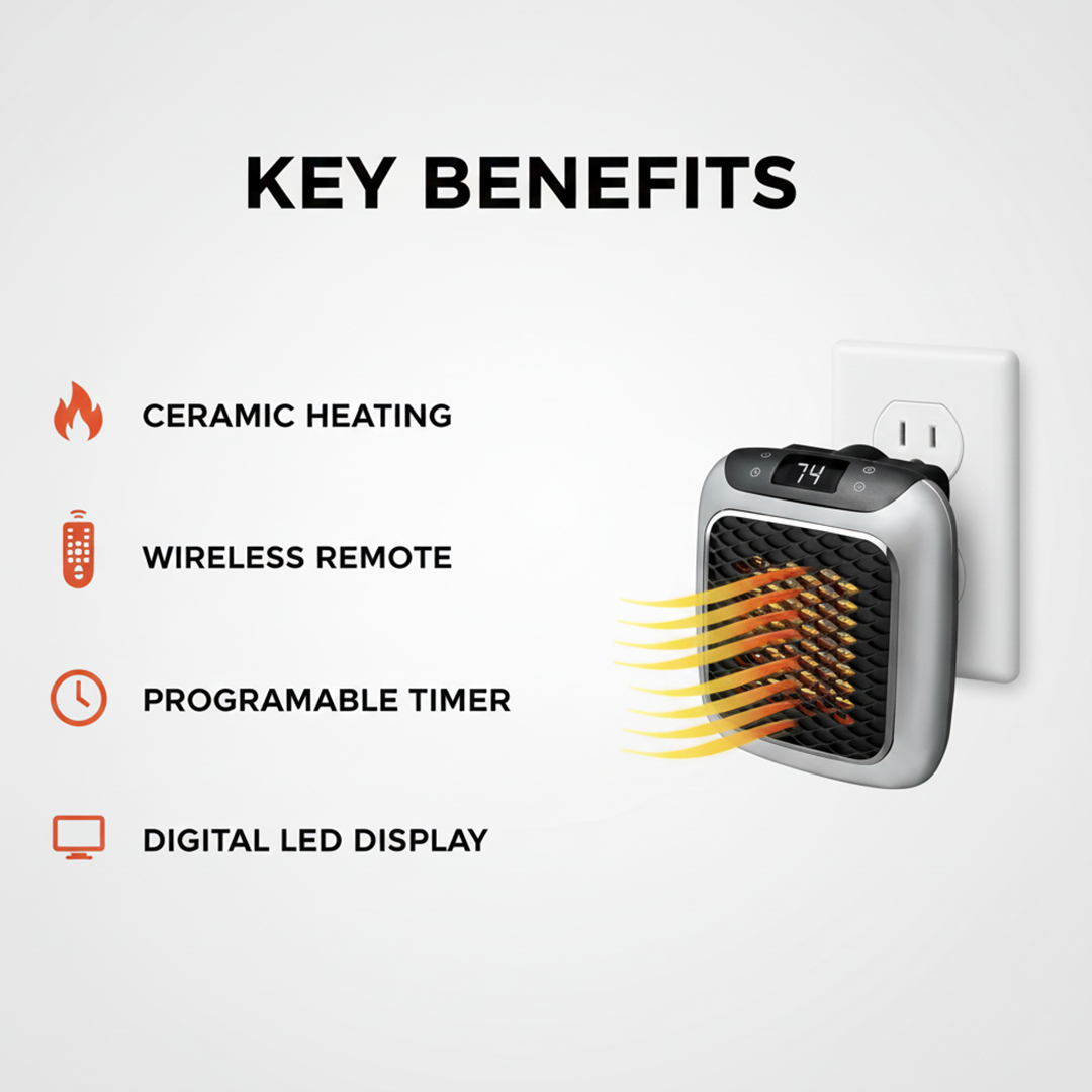 Heater with Portable Design and Wall Mounting