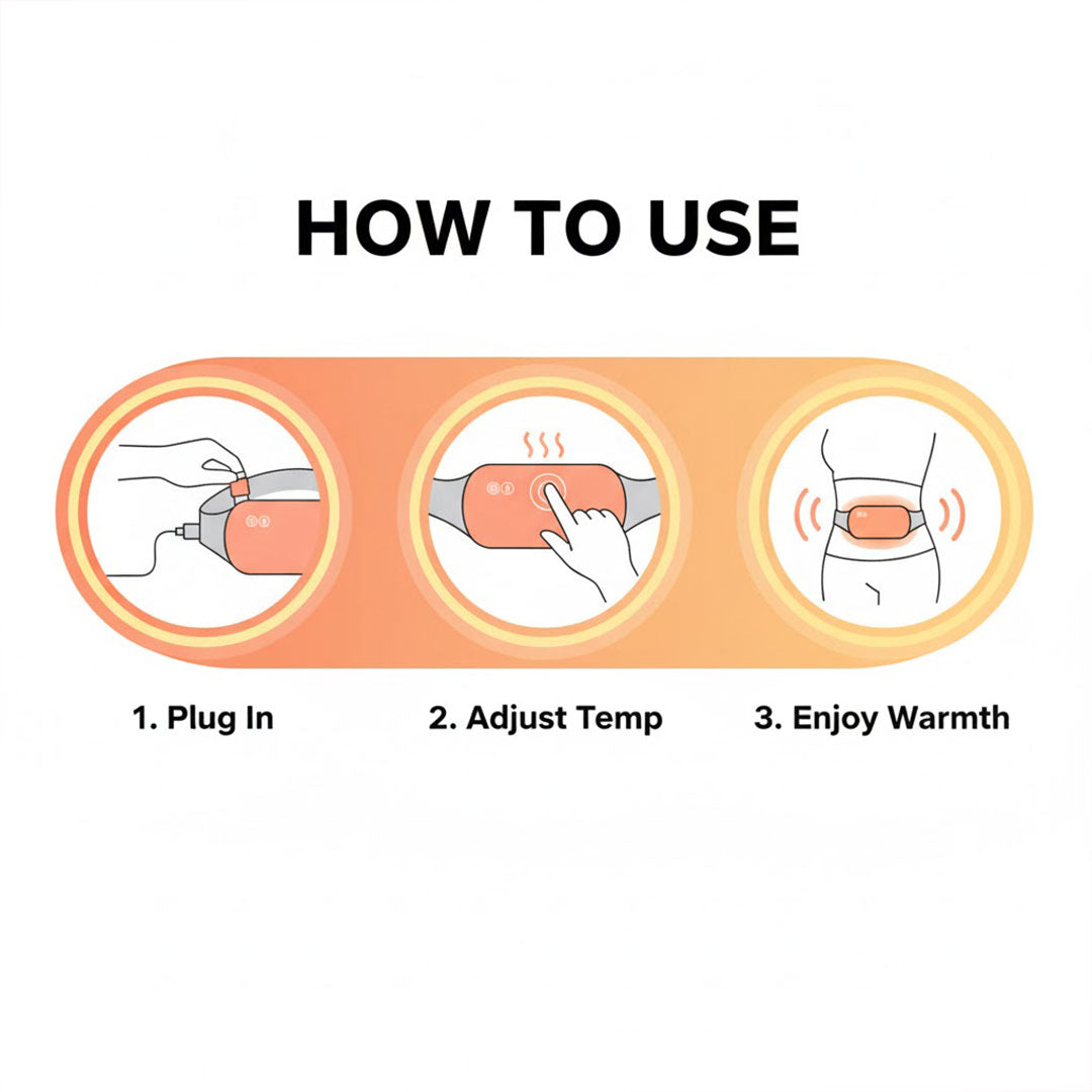 Heating Belt with Adjustable Temperature and Rechargeable Design