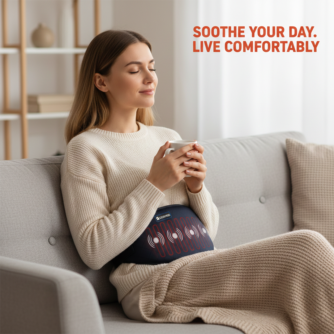 Heating Pad with Adjustable Strap and Vibration Support