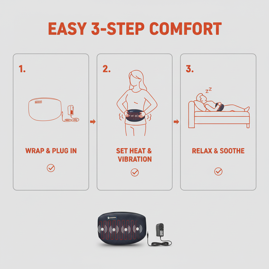 Heating Pad with Adjustable Strap and Vibration Support