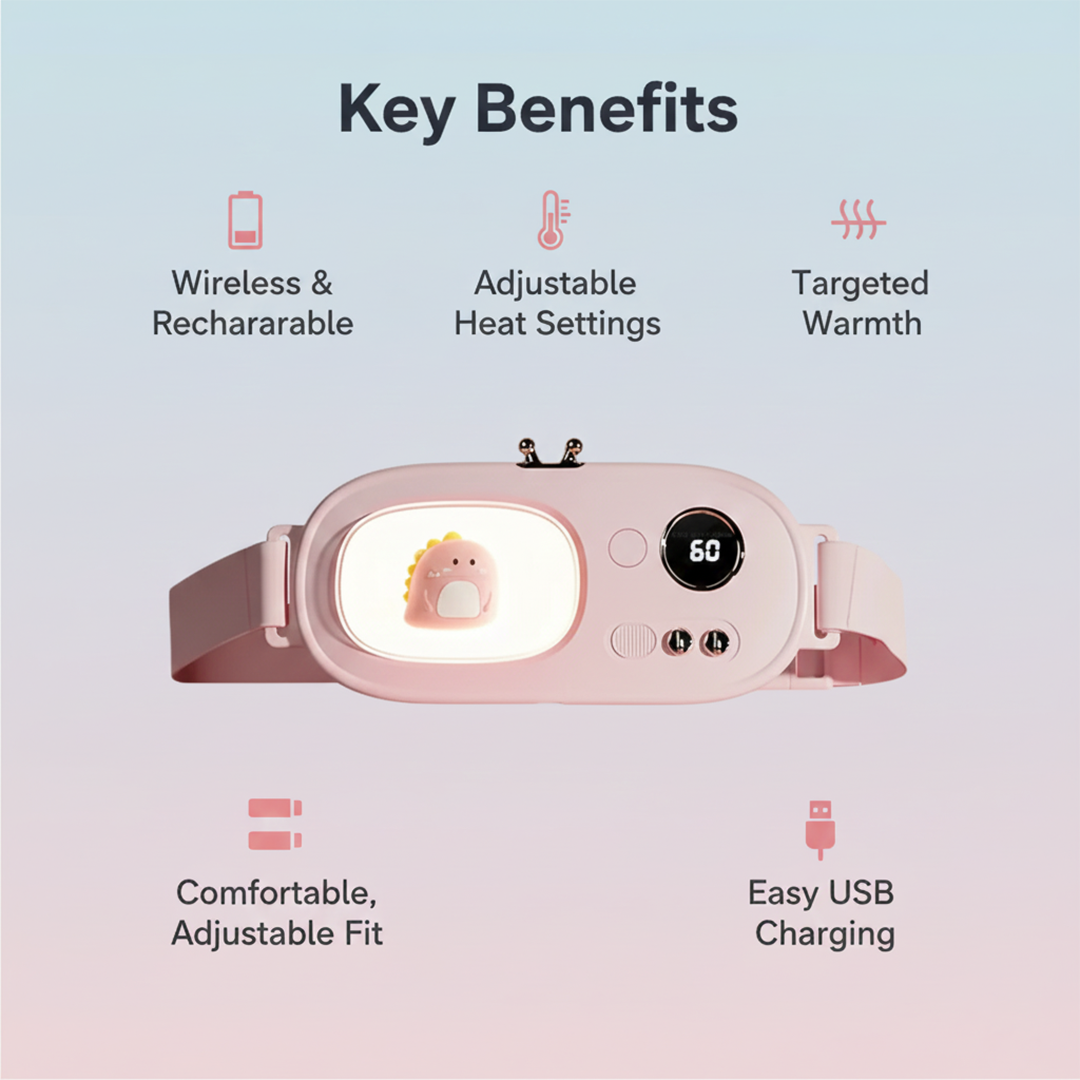 Heating Waist Band with Wireless Design and USB Rechargeable
