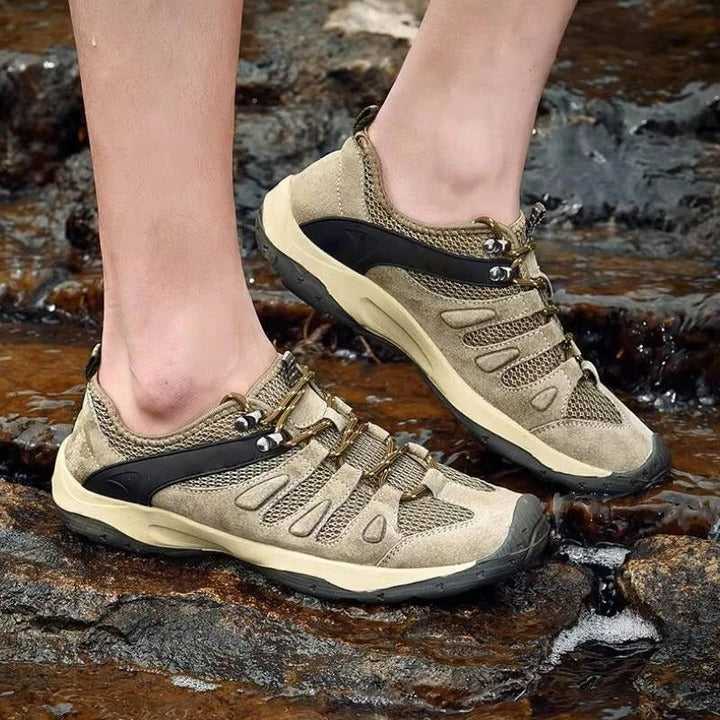 Hiking Shoes with Leather Upper and Mesh Design
