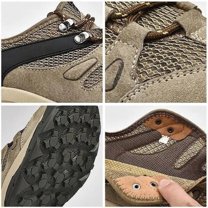 Hiking Shoes with Leather Upper and Mesh Design