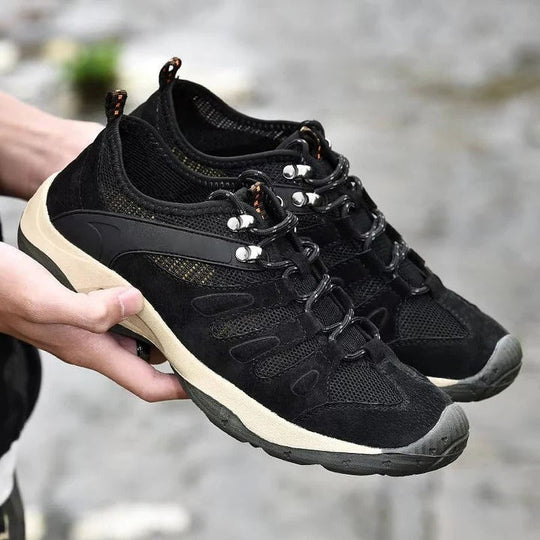 Hiking Shoes with Leather Upper and Mesh Design