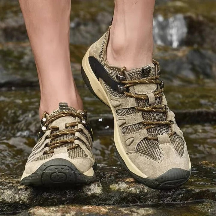 Hiking Shoes with Leather Upper and Mesh Design
