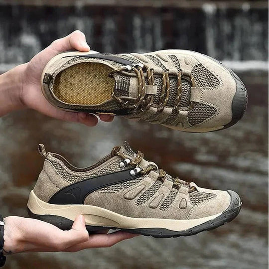 Hiking Shoes with Leather Upper and Mesh Design