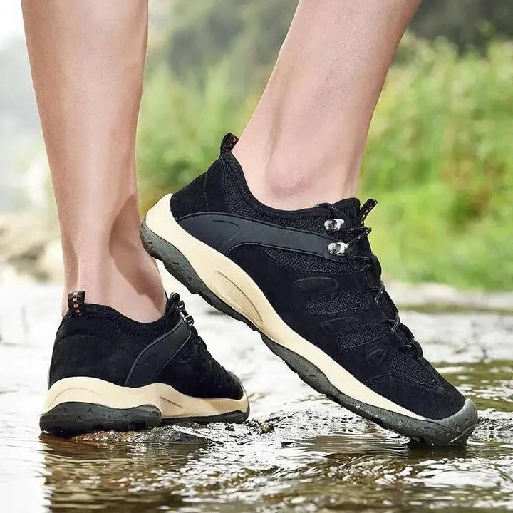 Hiking Shoes with Leather Upper and Mesh Design