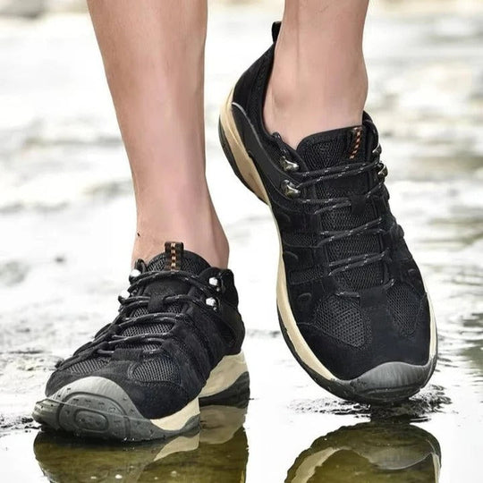 Hiking Shoes with Leather Upper and Mesh Design