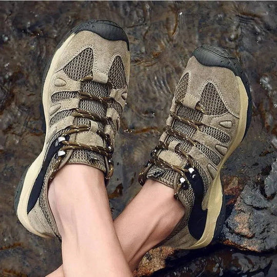 Hiking Shoes with Leather Upper and Mesh Design