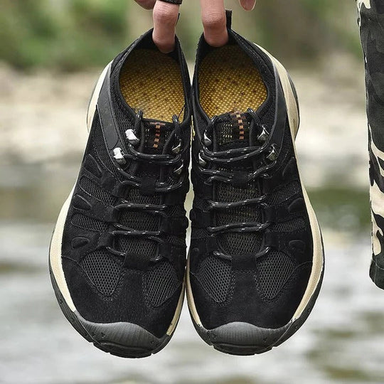 Hiking Shoes with Leather Upper and Mesh Design