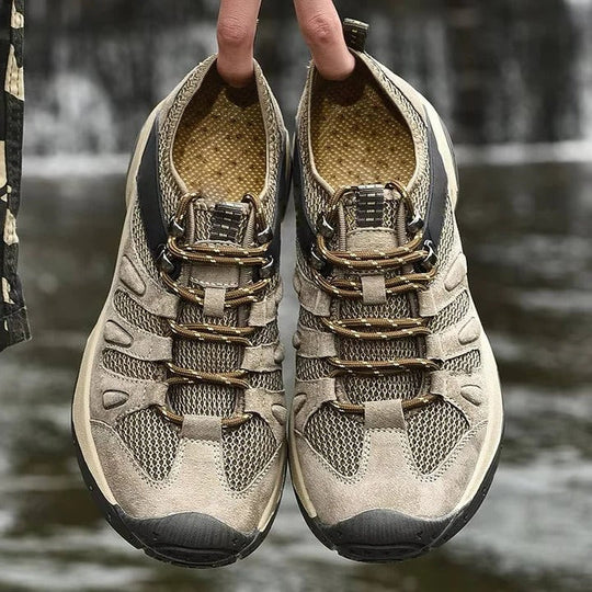 Hiking Shoes with Leather Upper and Mesh Design