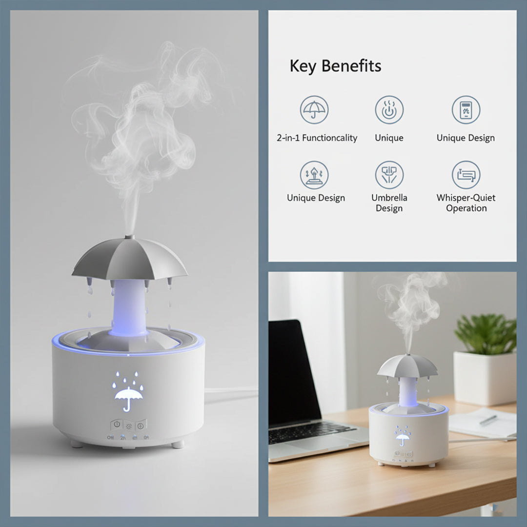 Humidifier with Aroma Diffuser and LED Light