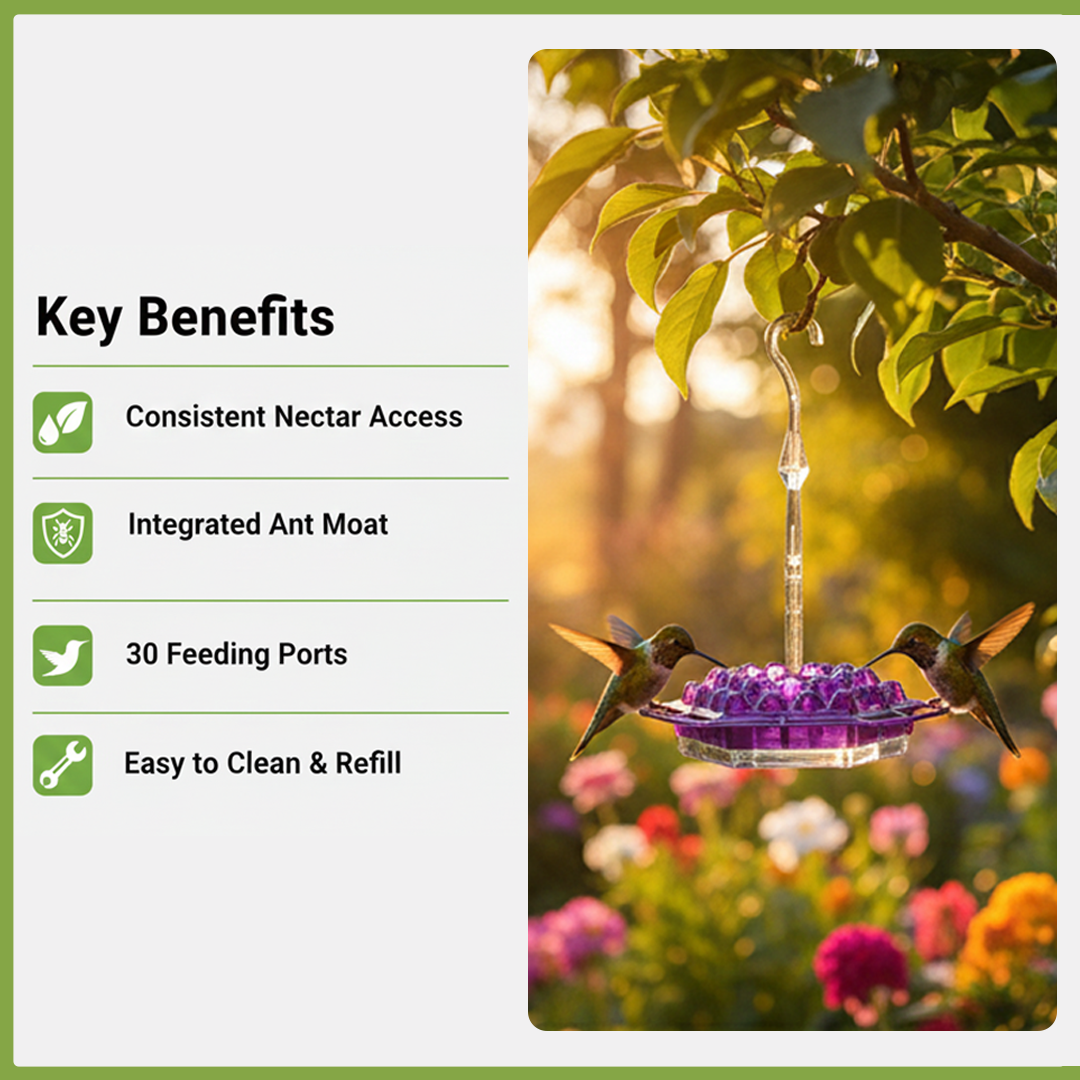 Hummingbird Feeder with Ant Resistance and Hanging Design