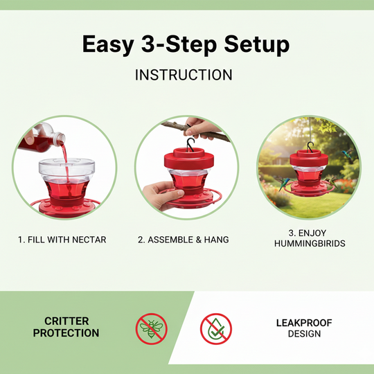 Hummingbird Feeder with Bee Resistance and Hanging Perch