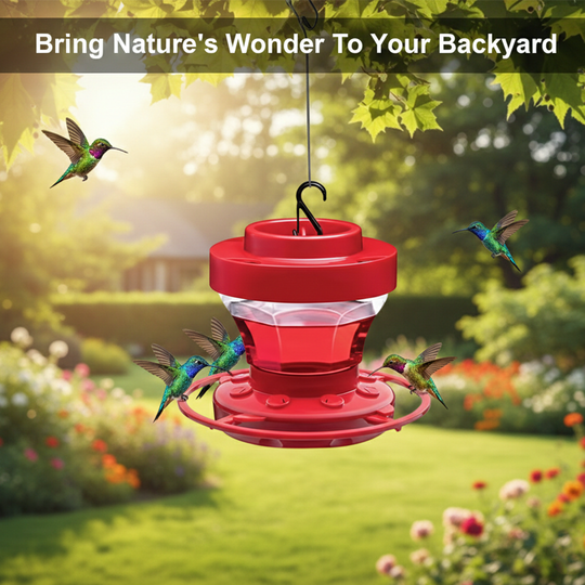 Hummingbird Feeder with Bee Resistance and Hanging Perch