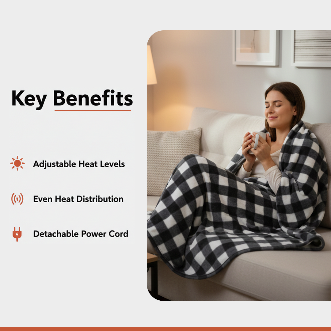 Electric Blanket with Adjustable Heat and Indoor Use