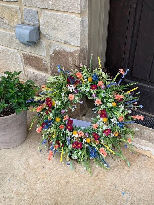 Floral Wreath with Texas Wildflowers and Natural Accents