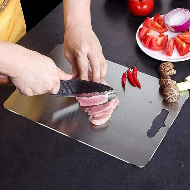 Cutting Board with Durable Titanium Surface and Non-Slip Grip