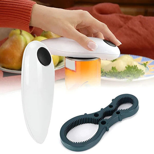 Electric Can Opener with Hands-Free Operation and Bottle Opener
