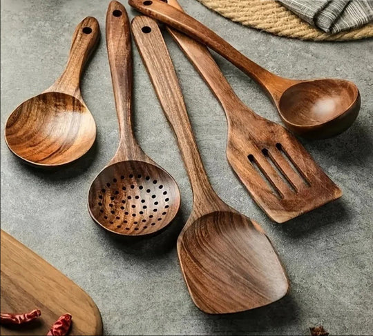 Kitchen Set with Natural Teak Wood and Durable Design
