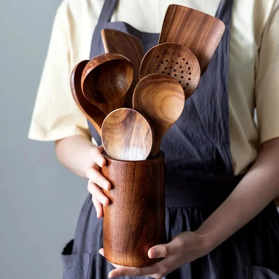 Kitchen Set with Natural Teak Wood and Durable Design