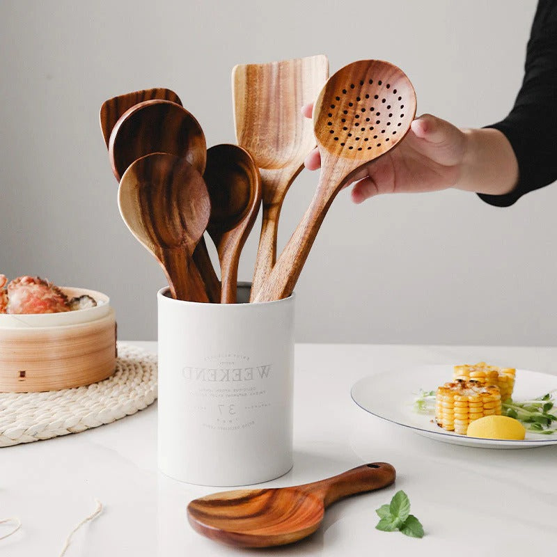 Kitchen Set with Natural Teak Wood and Durable Design