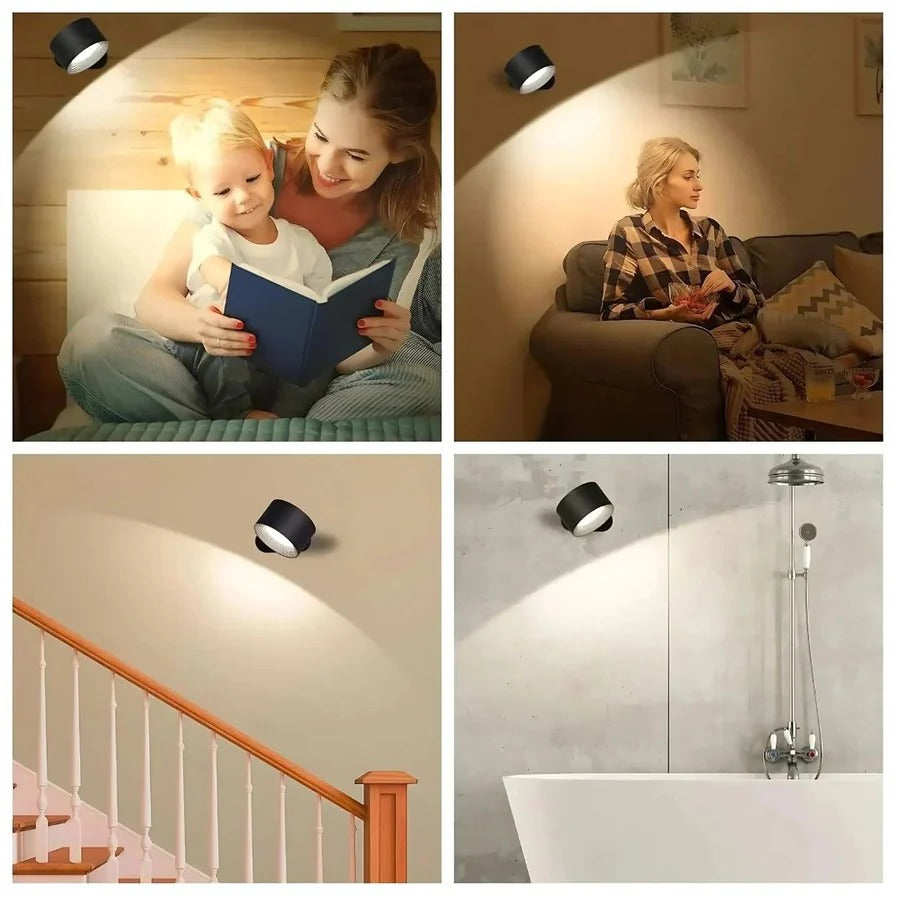 Wall Light with Rechargeable Battery and 360° Rotation