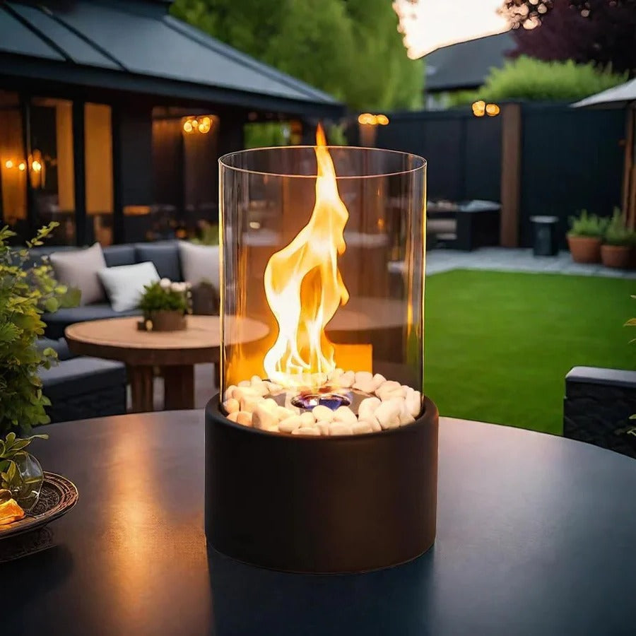 Tabletop Fireplace with Mini Design and Portable Glass