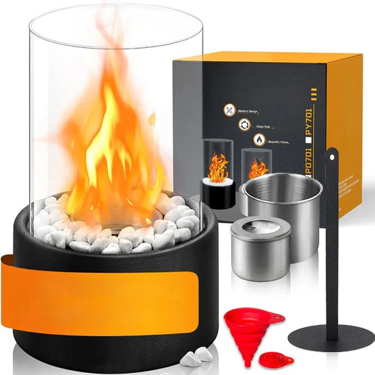 Tabletop Fireplace with Mini Design and Portable Glass