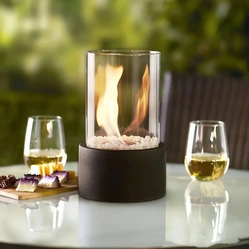 Tabletop Fireplace with Mini Design and Portable Glass
