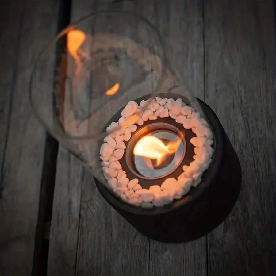 Tabletop Fireplace with Mini Design and Portable Glass