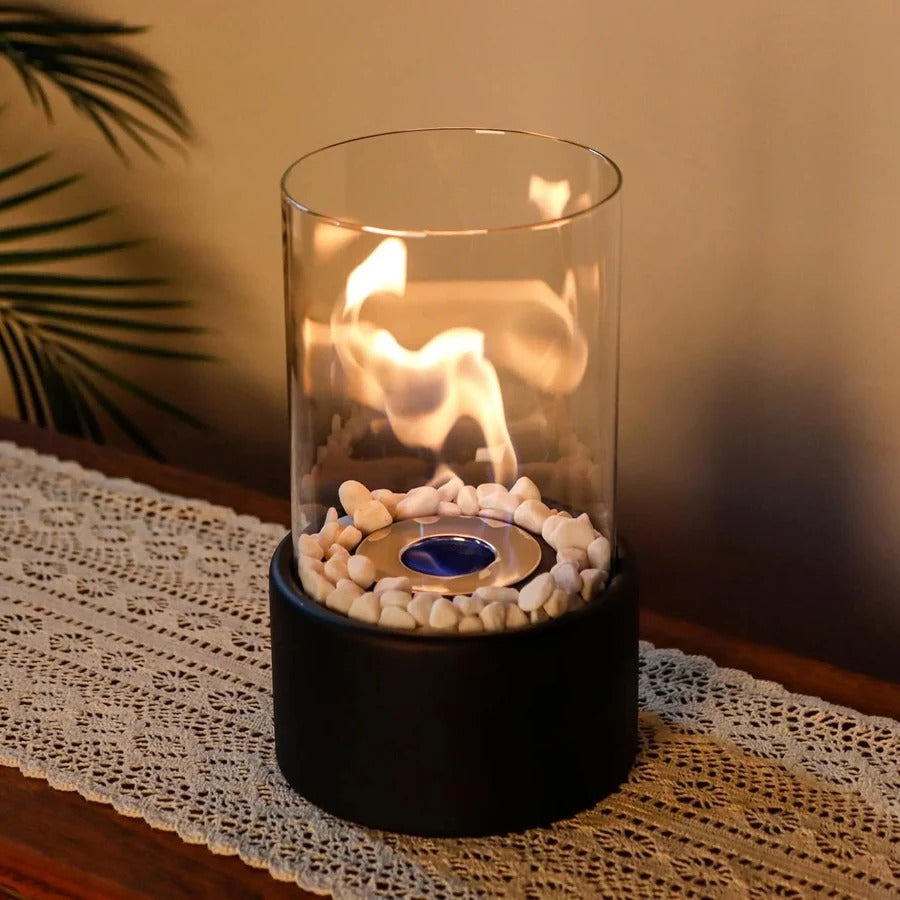 Tabletop Fireplace with Mini Design and Portable Glass
