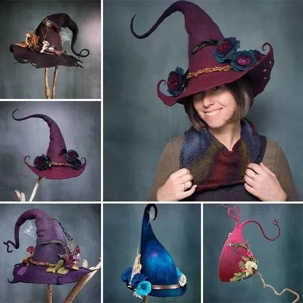 Witch Hats with Classic Felt Design and Halloween Theme