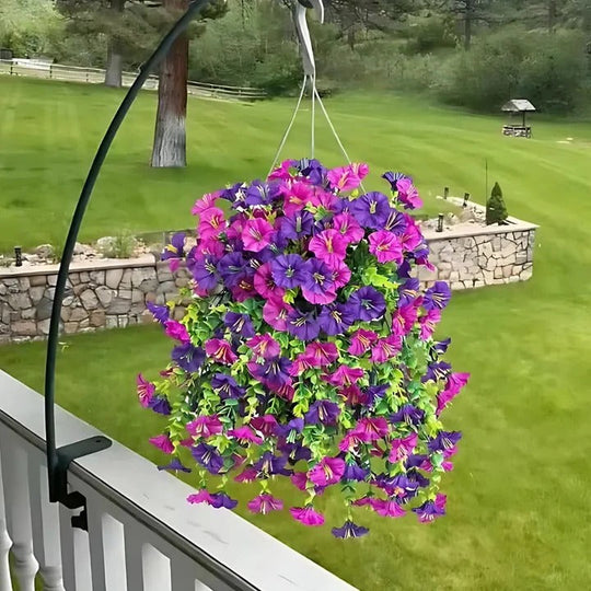 Hanging Vines with Artificial Morning Glory and Outdoor Decor