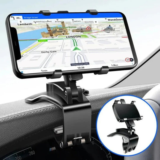 Car Phone Mount with 360° Rotation and Hands-Free Design