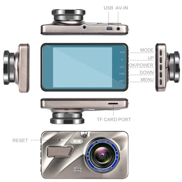 Dash Cam with Dual Cameras and Night Vision