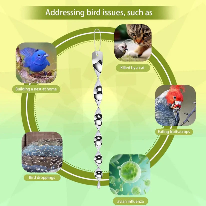 Bird Control Device with Spiral Design and Reflective Surface