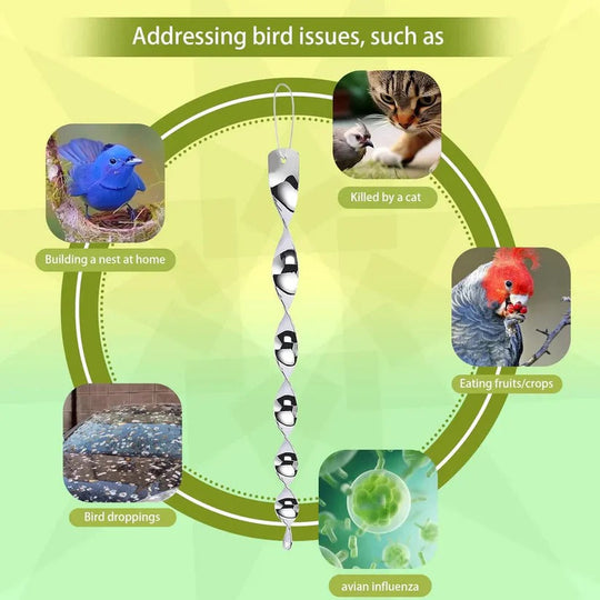 Bird Control Device with Spiral Design and Reflective Surface