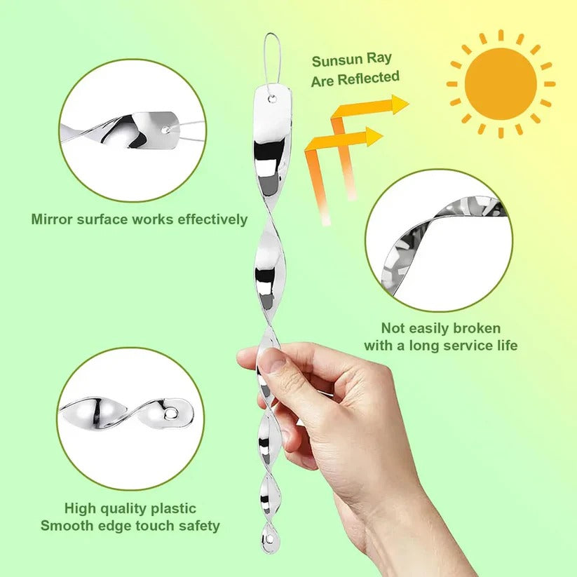 Bird Control Device with Spiral Design and Reflective Surface