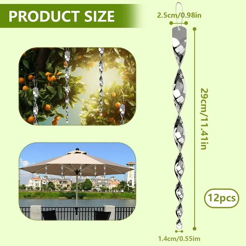 Bird Control Device with Spiral Design and Reflective Surface