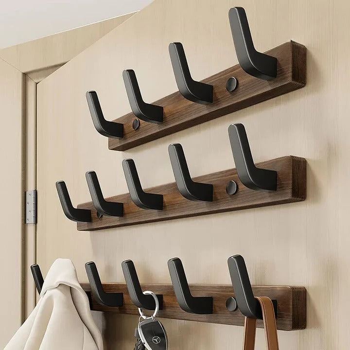 Coat Organizer with Wall-Mounted Design and Wood-Metal Finish
