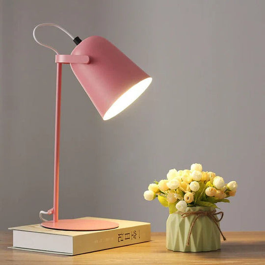 Desk Lamp with Colorful Pastel Design and Iron Pail Base