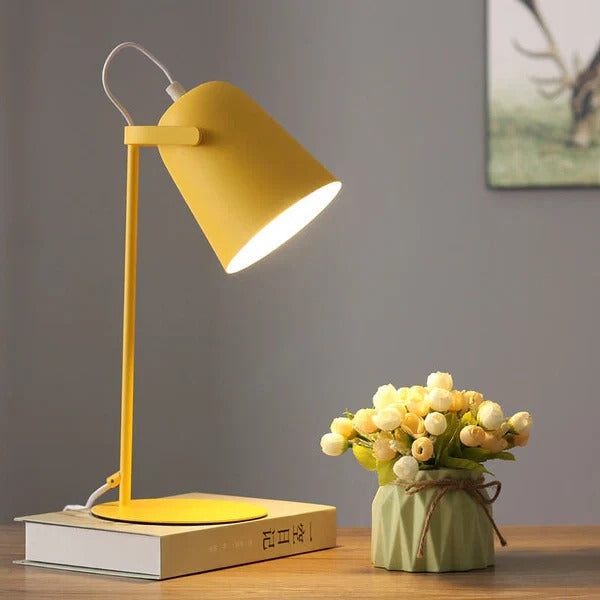 Desk Lamp with Colorful Pastel Design and Iron Pail Base